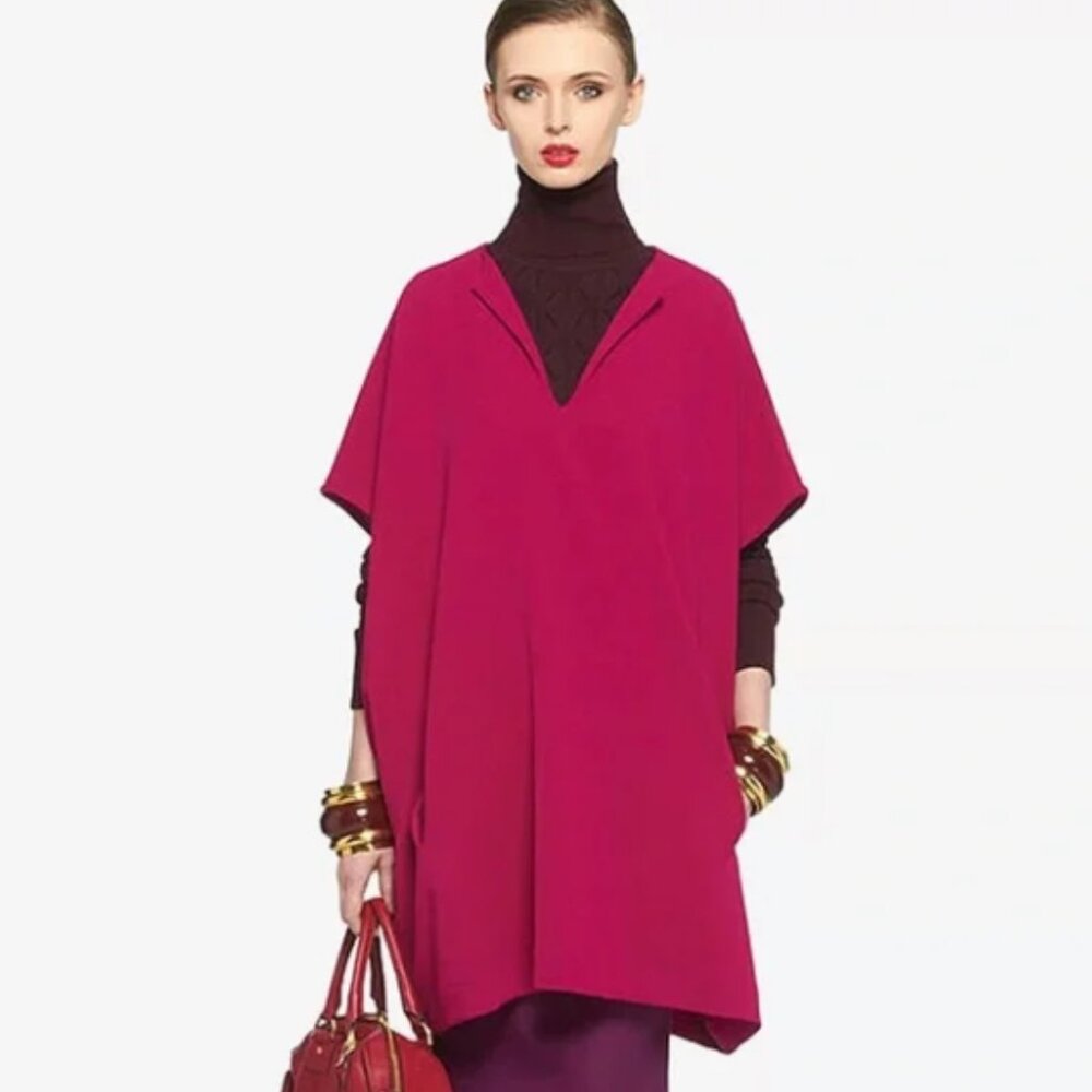 DIANE VON FURSTENBERG Magenta Pink Boxy Squaretan Tunic Dress $258 P XS
